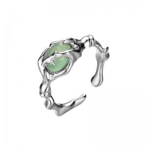 Adjustable Band Rings Irregular Textured With Green Stone 925 Sterling Silver Jewelry Accessories Ring Adjustable Band Rings Irregular Textured With Green Stone 925 Sterling Silver Jewelry Accessories Ring